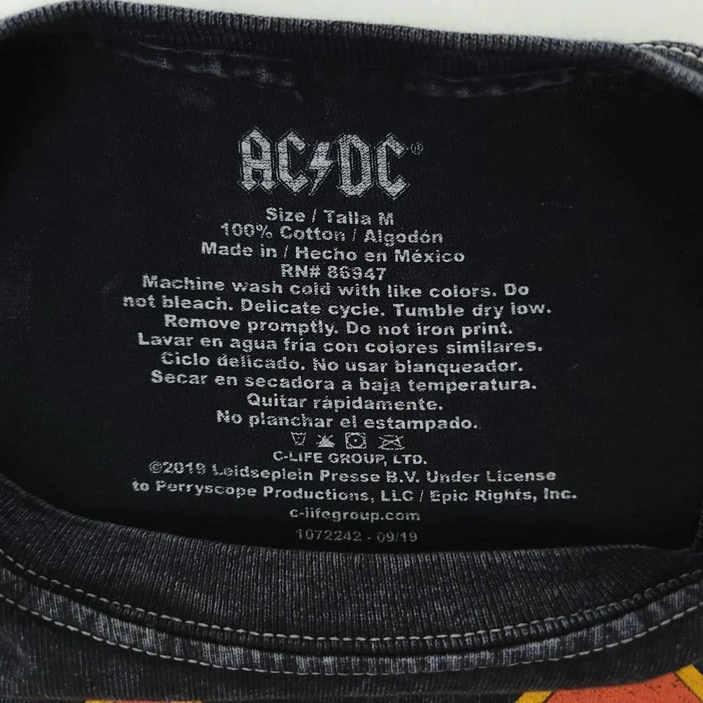 ACDC Graphic T Shirt Cropped Hem Grunge Distressing Adult M Short Sleeve AC/DC - Picture 6 of 6